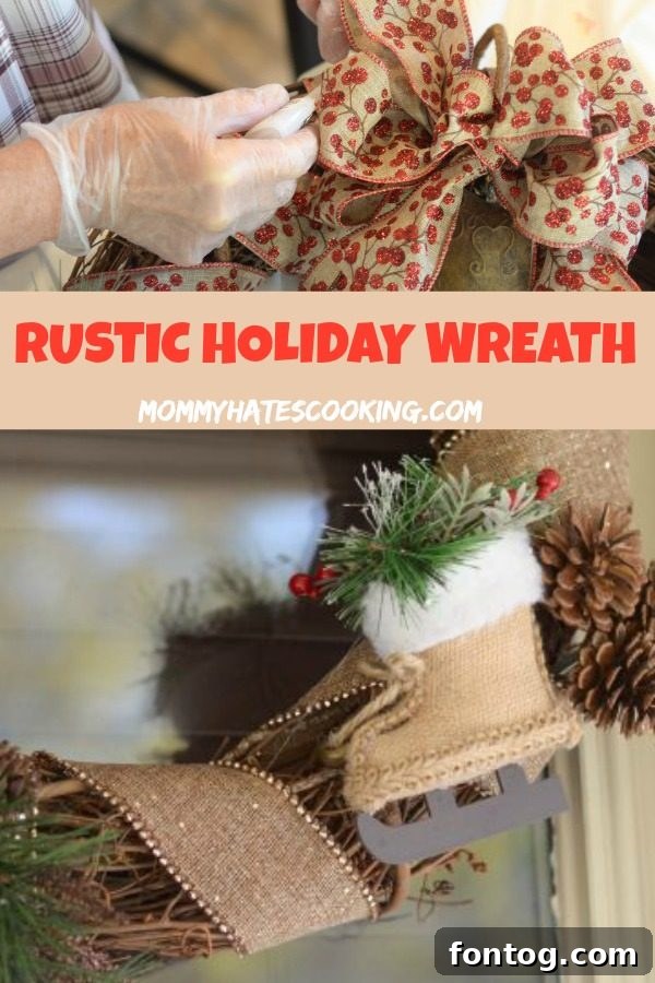 Rustic Holiday Wreath, final product for home decor