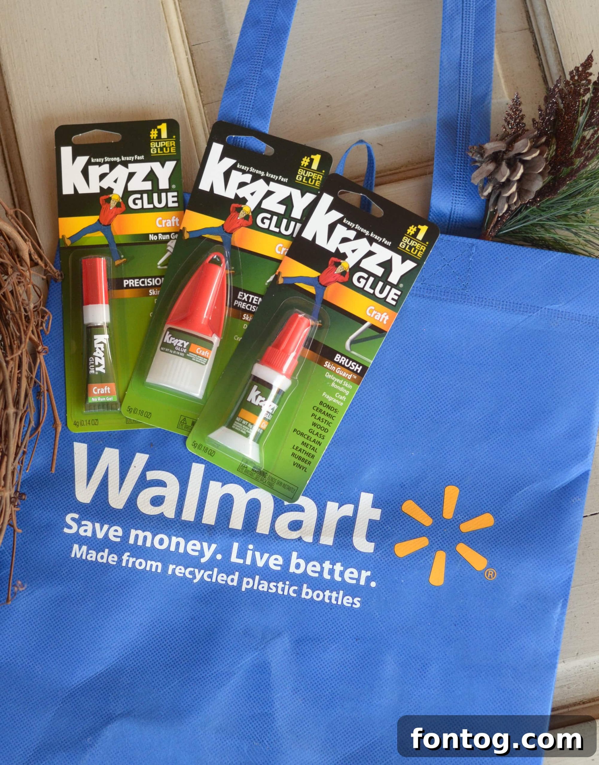 Winter's Rustic Welcome 4 Close-up of rustic ornaments and decor found at Walmart