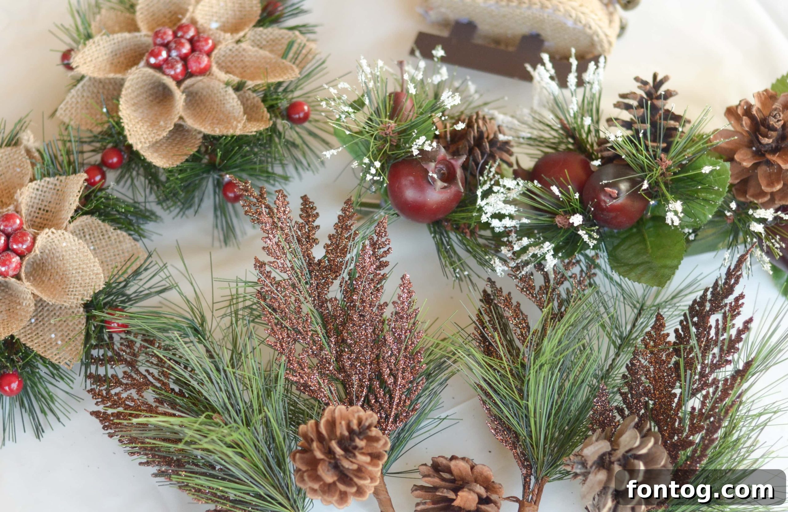 Winter's Rustic Welcome 5 Crafting supplies and tools for a DIY holiday wreath
