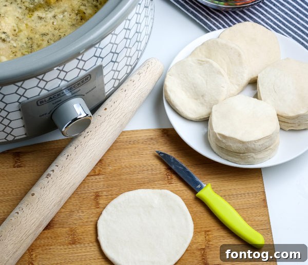 slow cooker chicken and dumplings with biscuits