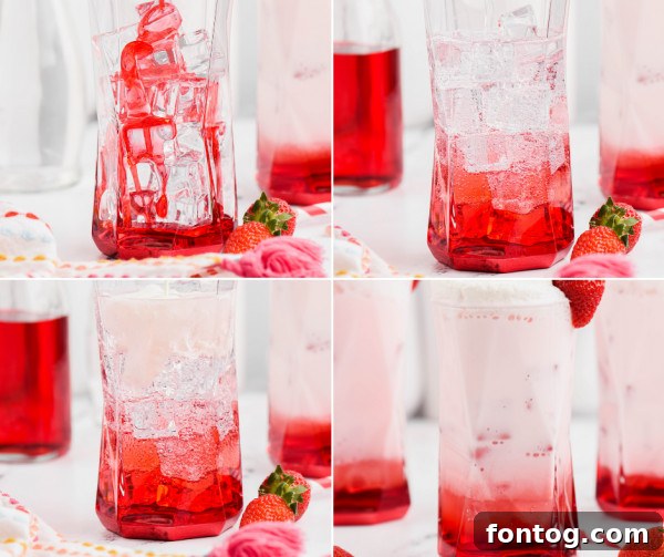 Creamy Italian Sparklers 6 Italian Cream Sodas being prepared