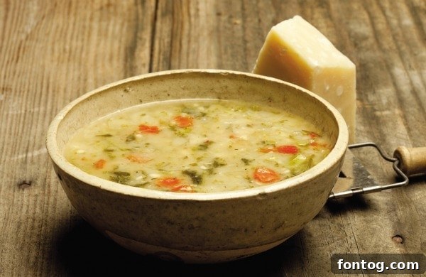 A bowl of Tuscan White Bean Soup with Broccoli Rabe