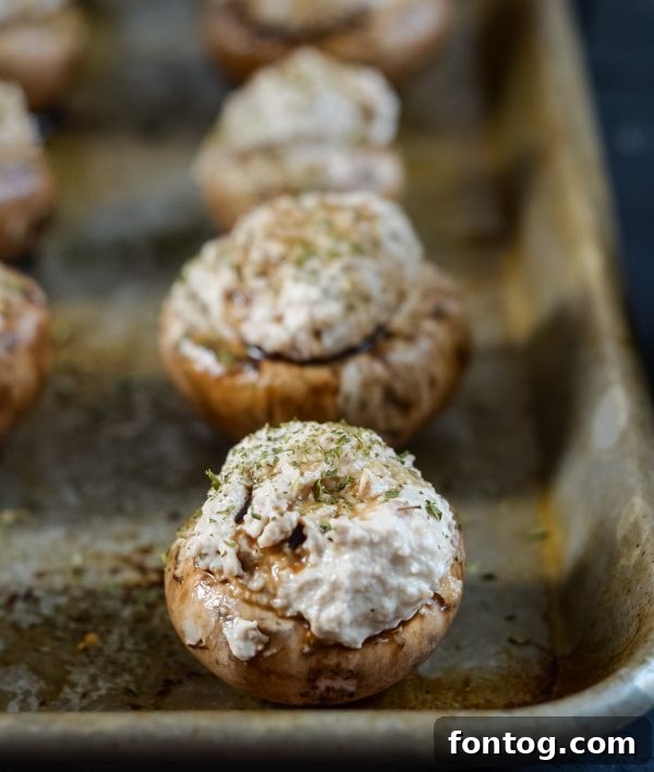 Balsamic Kissed Stuffed Mushrooms 5 Variety of ingredients for stuffed mushrooms including sausage, cream cheese, and garlic.