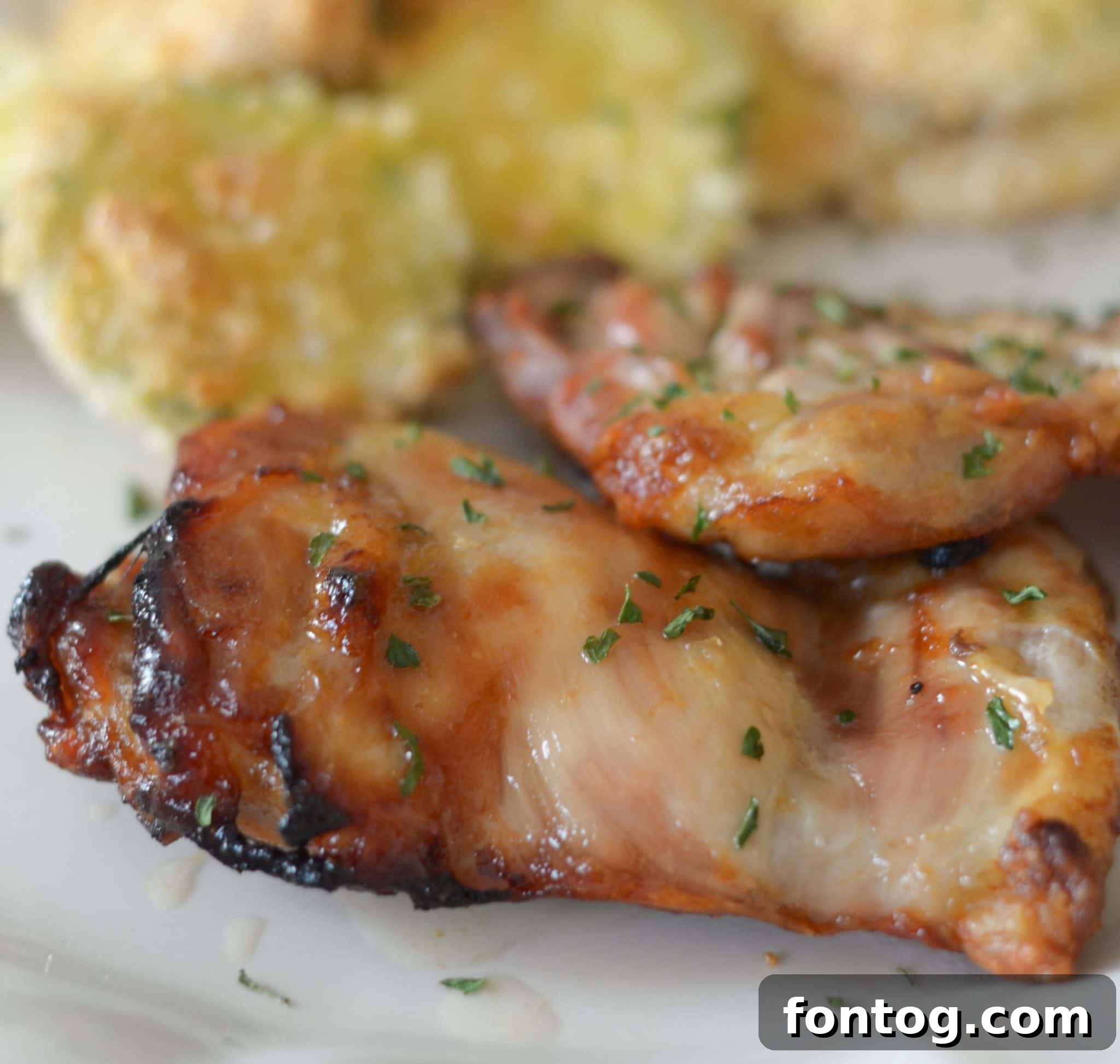 Air Fryer Glazed Chicken Thighs - Finished dish