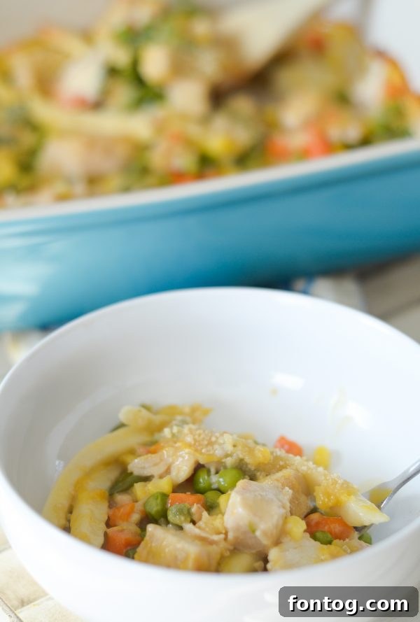 Gluten-Free Chicken Noodle Casserole in a baking dish
