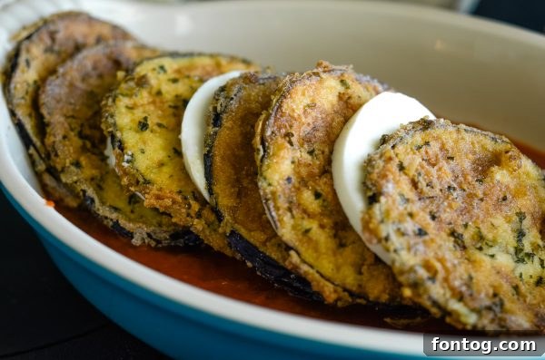 Comforting Gluten Free Eggplant Parmigiana 5 Lightly fried eggplant slices for Gluten-Free Eggplant Parmigiana