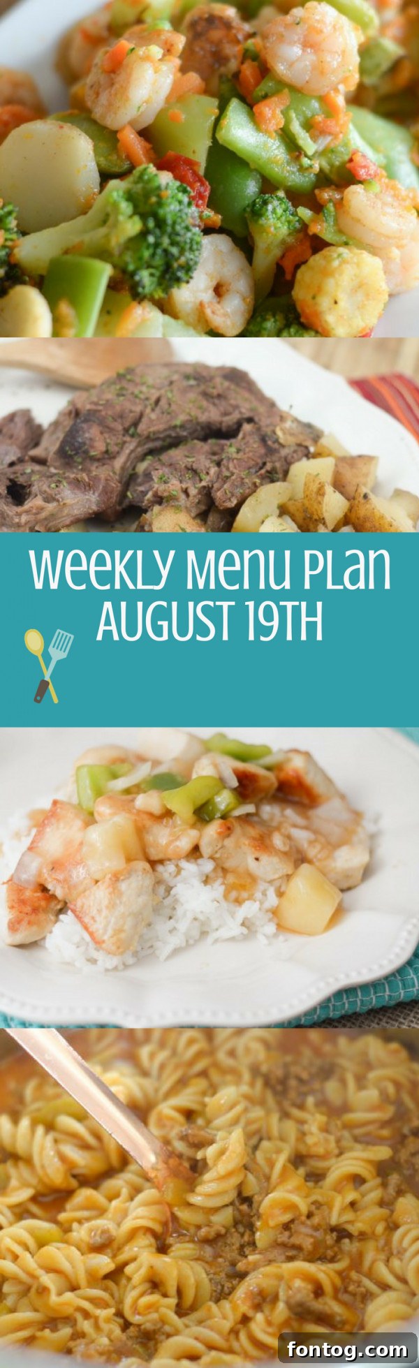 Weekly Meal Plan August 19 3 Weekly Menu Plan Graphic for a busy family
