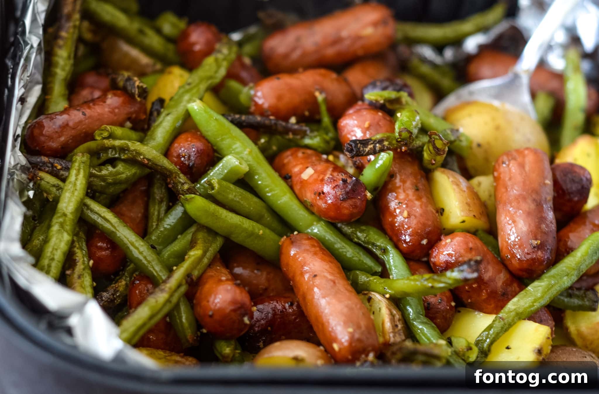Air Fryer Sausage, Beans, & Potato Hash