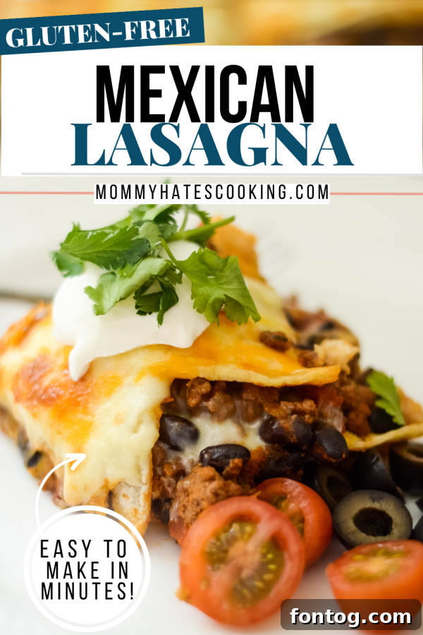 Gluten-Free Mexican Lasagna pin for Pinterest