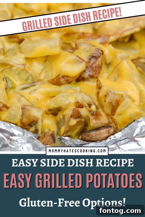 Your New Favorite Cheesy Grilled Potatoes 8 A final shot of the perfectly grilled cheesy potatoes, served hot and ready to enjoy at a cookout.