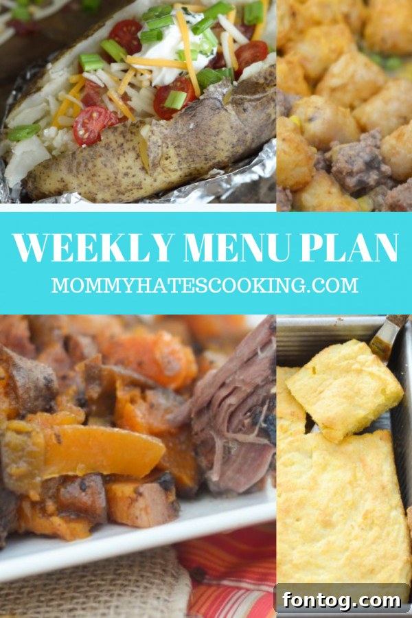 Weekly Meals Starting September 30 8 Weekly Menu Plan banner with fall leaves and warm colors, symbolizing autumn cooking