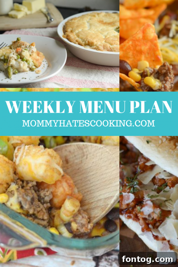 A comprehensive weekly menu plan graphic for November featuring delicious fall recipes
