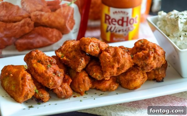 Delicious Frank's RedHot Buffalo Wings on a platter with dipping sauce for game day. #FranklyDeliciousWings