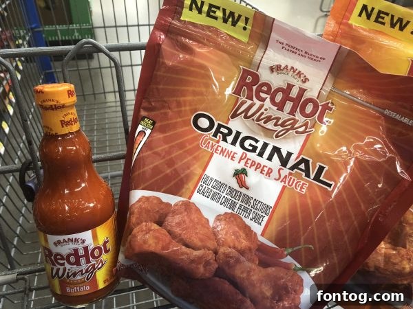 Frank's RedHot Wings in their packaging, found in the frozen food aisle at Walmart.