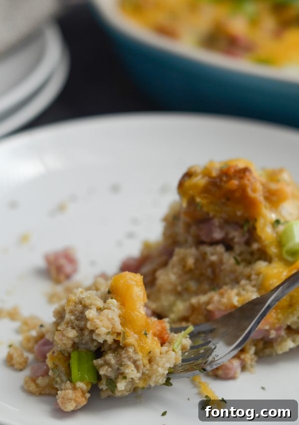 A visual summary of the Ham & Stuffing Frittata recipe