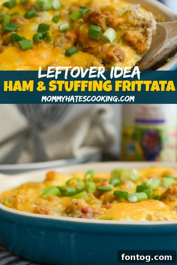 Leftover Ham & Stuffing Frittata Pin image for Pinterest