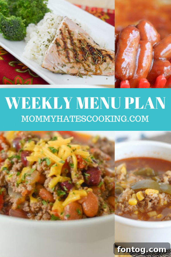 Weekly Menu Plan graphic for Christmas week meal ideas