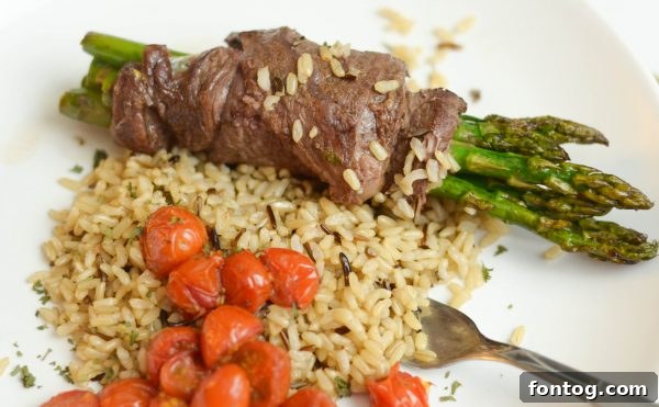 Weekly Menu Plan - Week of December 30th featuring elegant steak wrapped asparagus