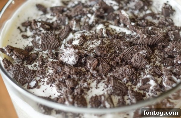 Gluten-free cookies and cream fluff, a light dessert.