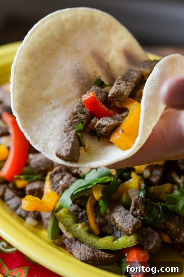 Finished Skillet Beef Fajitas Ready to Serve