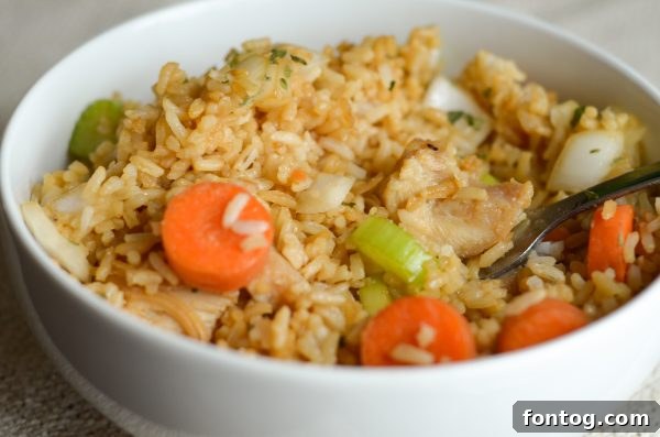 air fryer chicken fried rice cooked to perfection