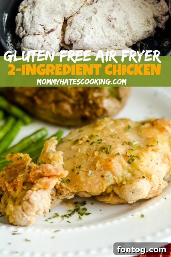 Hero shot of golden, perfectly cooked gluten-free air fryer fried chicken, arranged appetizingly.