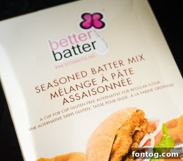 A bag of Better Batter Gluten-Free Seasoned Flour, a key ingredient for gluten-free cooking and baking.