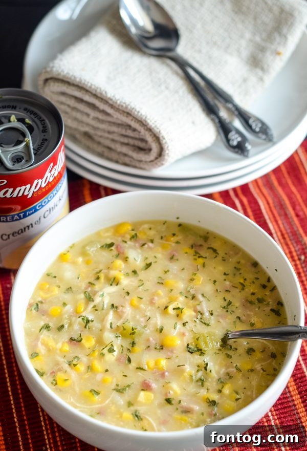 slow cooker creamy chicken and corn chowder