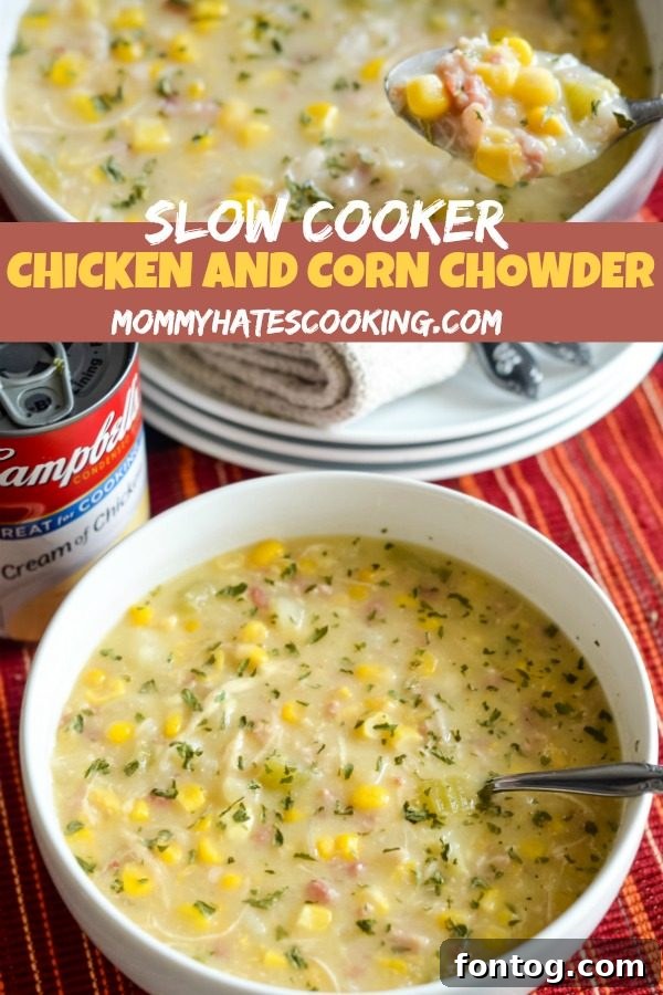 slow cooker creamy chicken and corn chowder