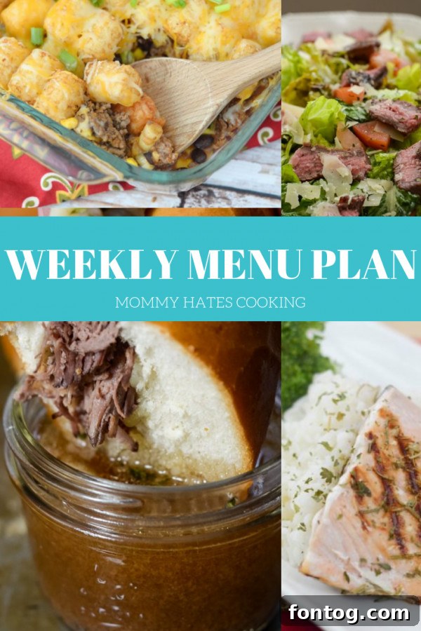 This Week's Meal Plan: April 21st Edition 6 A colorful and organized weekly menu plan graphic, featuring diverse meal ideas for busy families.