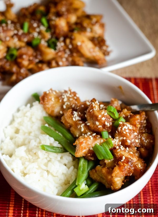 A vibrant, delicious air fryer sesame chicken dish, perfect for family dinners.