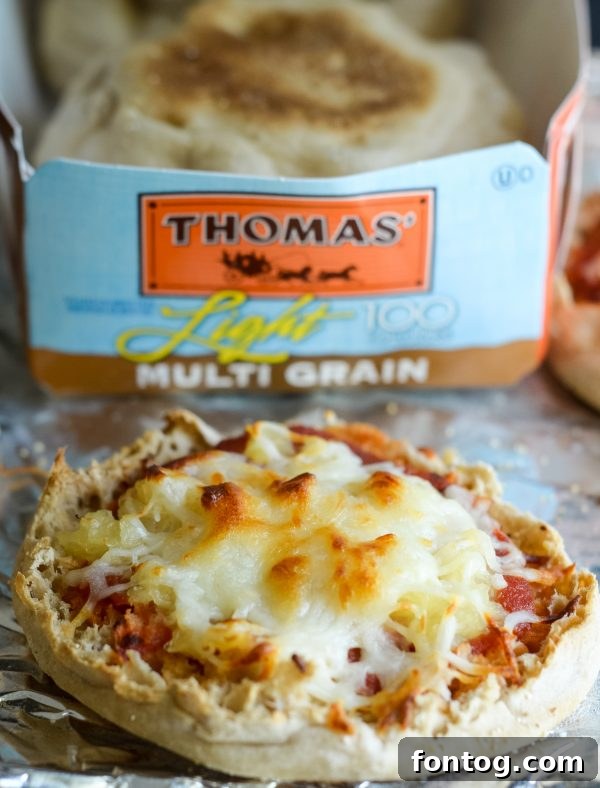 Air fryer easy Hawaiian pizza on English muffin