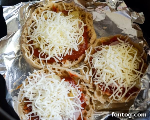 Air fryer easy Hawaiian pizza on English muffin for kids