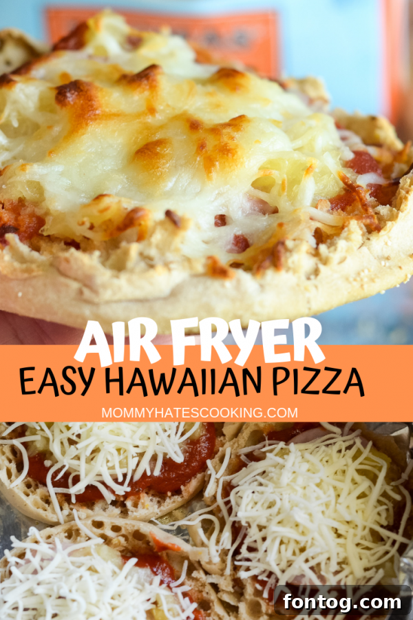 Delicious Air Fryer Hawaiian Pizzas on a platter
