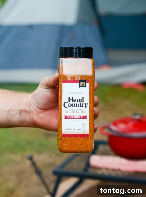 Assortment of Head Country BBQ seasonings for outdoor cooking