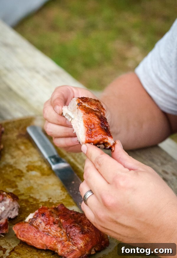 Perfectly cooked baby back ribs ready to be served