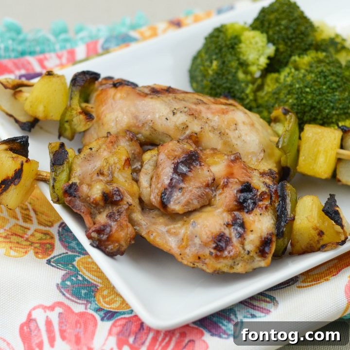 Grilled Sweet and Sour Chicken Skewers, a wonderful summer dinner idea.