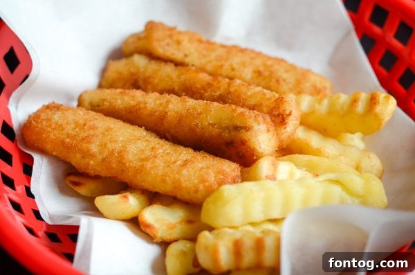 A plate of classic fish and chips featuring crispy Gorton's fish sticks and golden french fries