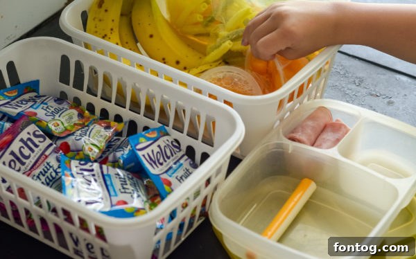 Variety of lunch items in containers