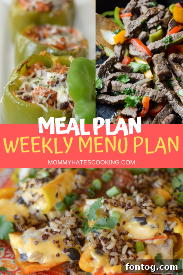 Your Weekly Feast: July 14th Edition 3 A colorful printable weekly menu planner template.