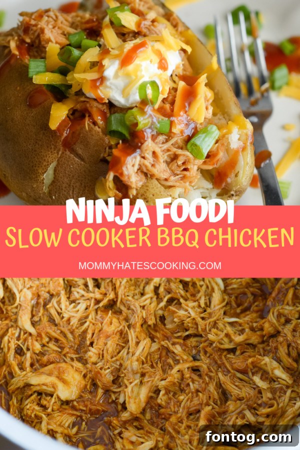 Easy Ninja Foodi Slow Cooker Pulled BBQ Chicken 7 Ninja Foodi Slow Cooker BBQ Chicken ready to be served.