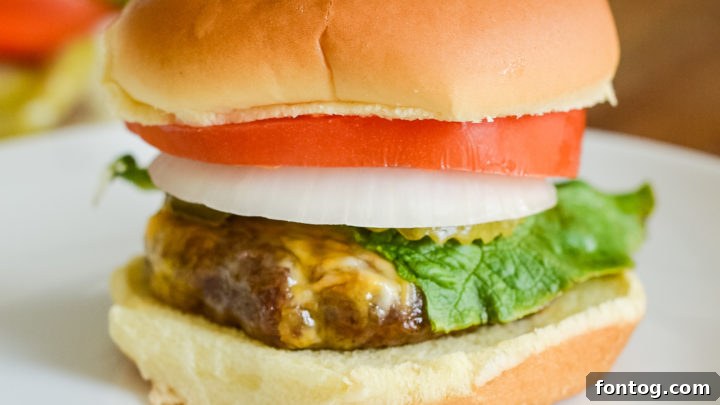 Juicy Air Fryer Cheeseburgers with melted cheese.