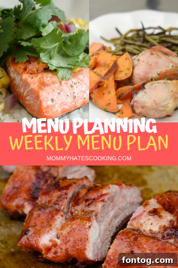 A beautifully designed weekly menu plan template ready for use.