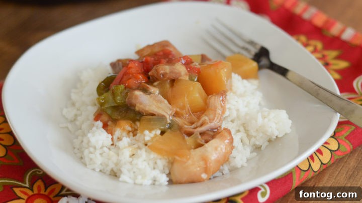 Gluten-Free Slow Cooker Sweet and Sour Chicken with rice.