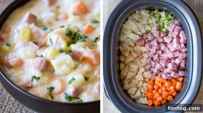 Slow Cooker Ham and Potato Soup