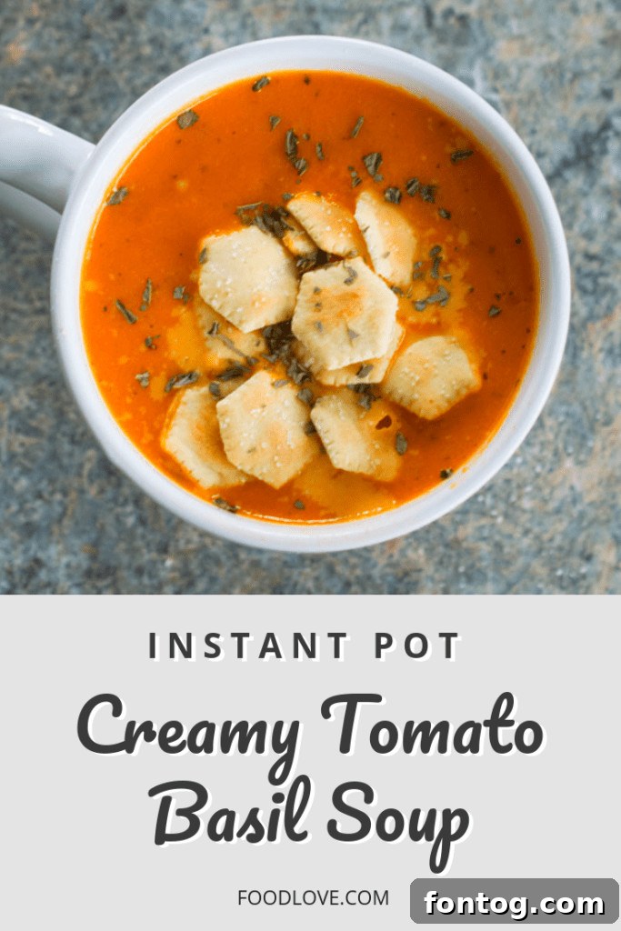 Creamy Tomato Basil Soup for the Pressure Cooker