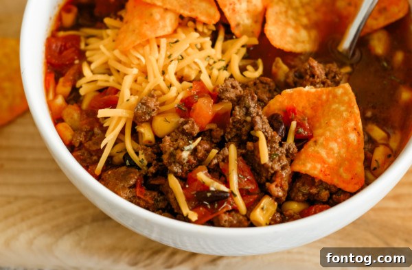 Hearty Slow Cooker Beef Taco Soup 2 slow cooker beef taco soup