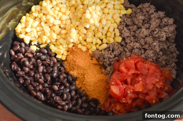 Hearty Slow Cooker Beef Taco Soup 3 slow cooker beef taco soup