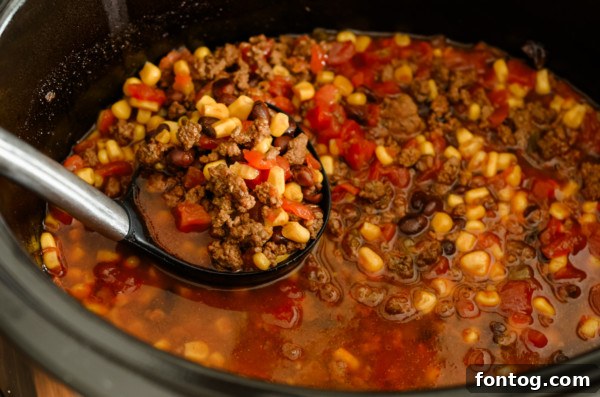 Hearty Slow Cooker Beef Taco Soup 4 slow cooker beef taco soup