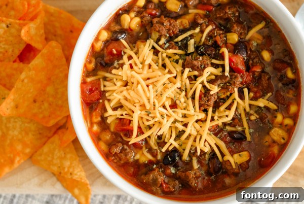 Hearty Slow Cooker Beef Taco Soup 5 slow cooker beef taco soup